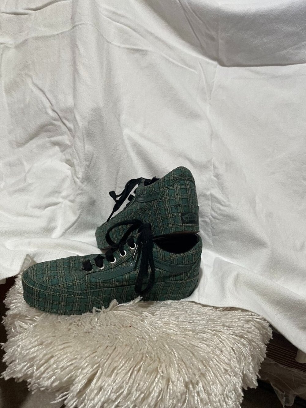 VANS Classic Green Plaid 1.5" Platform Sneaker